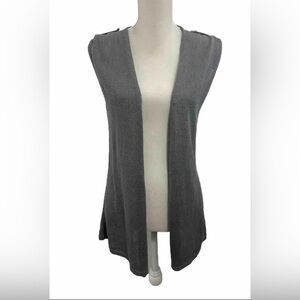 J.Jill Gray Linen Blend Open Front Knit Vest